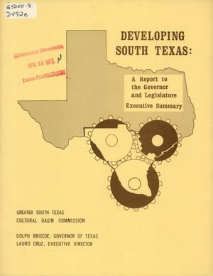 Developing South Texas: A Report to the Governor and Legislature. Executive Summary