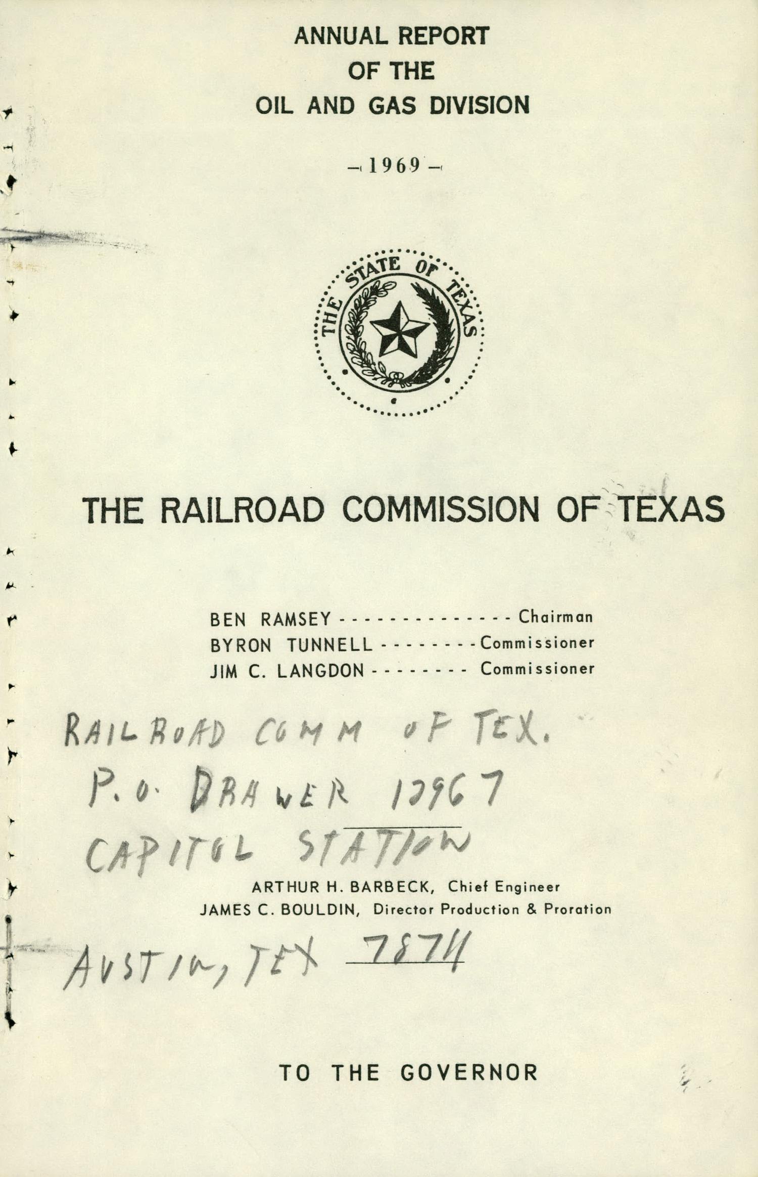 Railroad Commission of Texas Oil and Gas Division Annual Report: 1969
                                                
                                                    TITLE PAGE
                                                