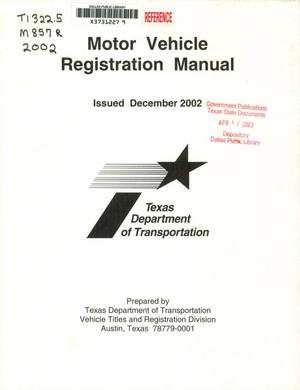 Primary view of object titled 'Motor vehicle registration manual'.