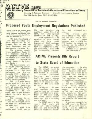 ACTVE News, Volume 8, Number 9, October 1977