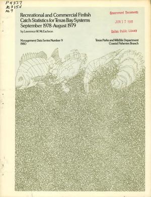 Recreational and Commercial Finfish Catch Statistics for Texas Bay Systems, September 1978-August 1979
