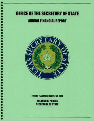 Texas Secretary of State Annual Financial Report: 2018