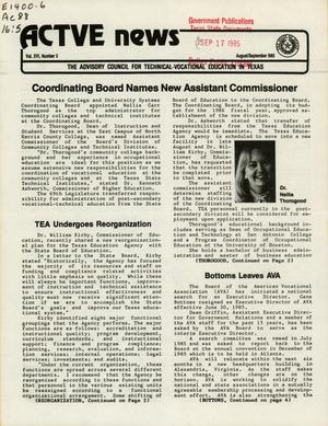 Primary view of object titled 'ACTVE News, Volume 16, Number 5, August/September 1985'.