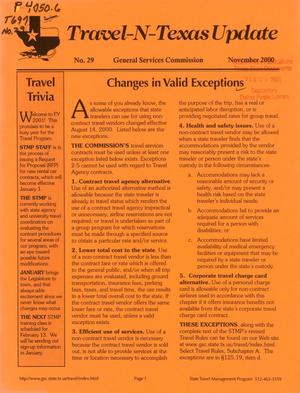 Travel-N-Texas Update, Number 29, November 2000