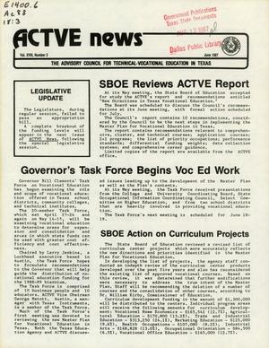 Primary view of object titled 'ACTVE News, Volume 18, Number 3, June 1987'.