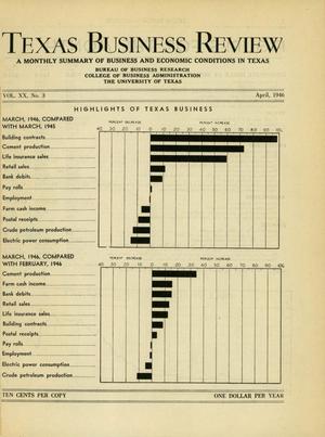 Primary view of object titled 'Texas Business Review, Volume 20, Issue 3, April 1946'.