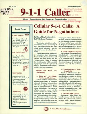 9-1-1 Caller, Volume 4, Number 1, January/February 1992