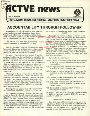 Primary view of object titled 'ACTVE News, Volume 11, Number 8, August 1980'.