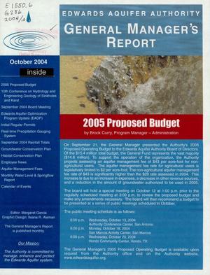 Edwards Aquifer Authority General Manager's Report, October 2004