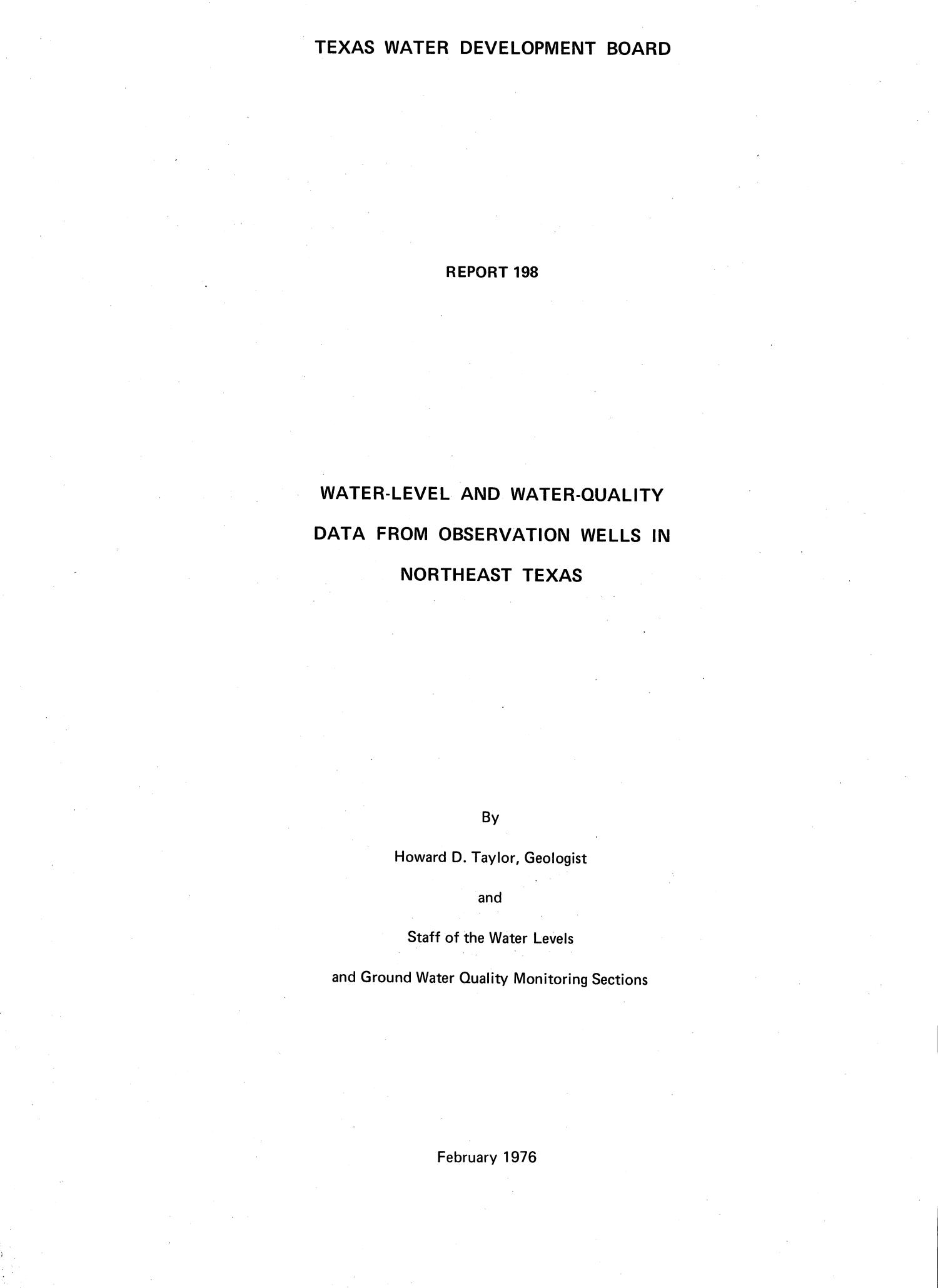 Water Level and Water-Quality Data From Observation Wells in Northeast Texas
                                                
                                                    TITLE PAGE
                                                