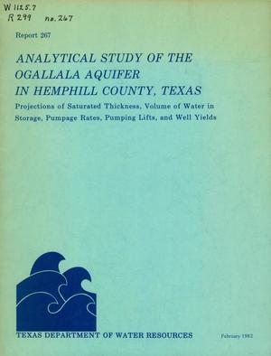 Primary view of object titled 'Analytical Study of the Ogallala Aquifer in Hemphill County, Texas: Projections of Saturated Thickness, Volume of Water in Storage, Pumpage Rates, Pumping Lifts, and Well Yields'.