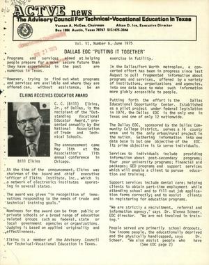 Primary view of ACTVE News, Volume 6, Number 6, June 1975