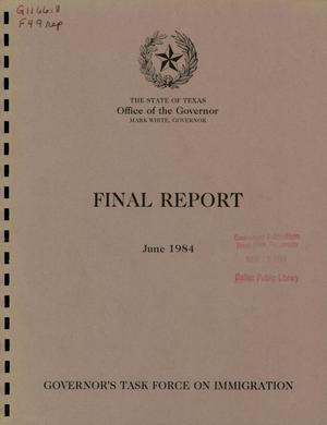 Governor's Task Force of Immigration Final Report