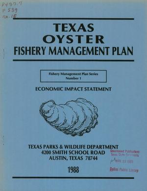 Primary view of object titled 'Economic Impact Analysis or the Texas Parks and Wildlife Department Oyster Fishery Management Plan'.