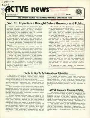ACTVE News, Volume 15, Number 2, April 1984