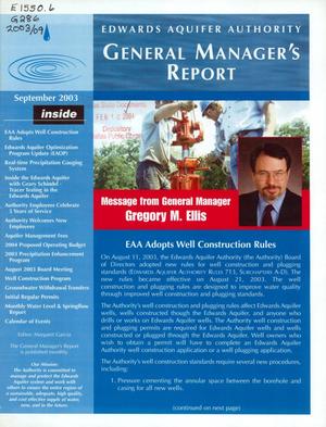 Edwards Aquifer Authority General Manager's Report, September 2003