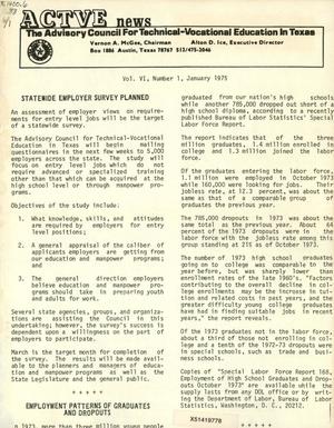 Primary view of object titled 'ACTVE News, Volume 6, Number 1, January 1975'.