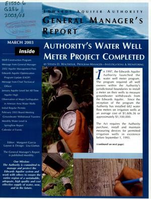 Edwards Aquifer Authority General Manager's Report, March 2003