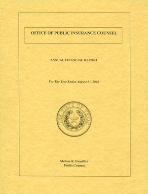 Texas Office of Public Insurance Counsel Annual Financial Report: 2018