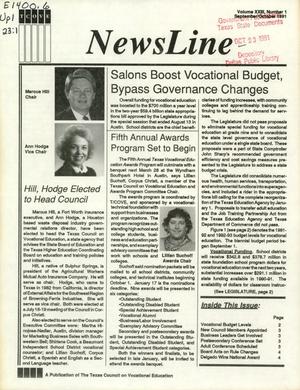Primary view of object titled 'NewsLine, Volume 23, Number 1, October 1991'.