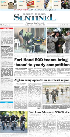 Primary view of object titled 'Fort Hood Sentinel (Fort Hood, Tex.), Vol. 73, No. 18, Ed. 1 Thursday, May 7, 2015'.