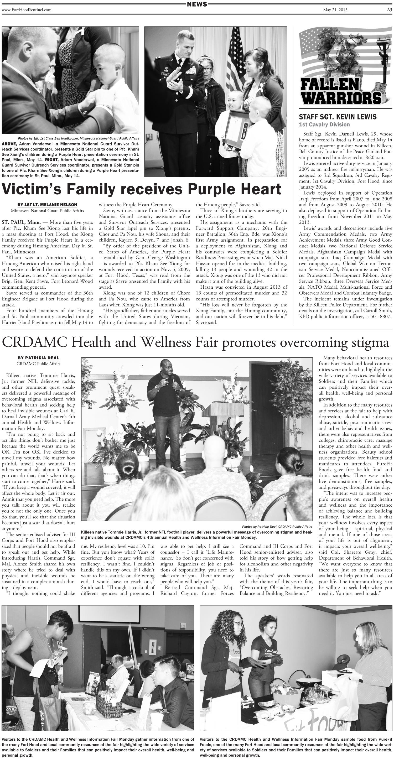 Fort Hood Sentinel (Fort Hood, Tex.), Vol. 73, No. 20, Ed. 1 Thursday, May 21, 2015
                                                
                                                    [Sequence #]: 3 of 40
                                                