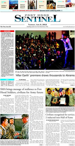 Primary view of object titled 'Fort Hood Sentinel (Fort Hood, Tex.), Vol. 71, No. 22, Ed. 1 Thursday, June 6, 2013'.