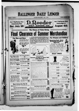 Ballinger Daily Ledger (Ballinger, Tex.), Vol. 18, No. 90, Ed. 1 Friday, July 27, 1923