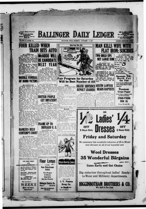 Primary view of object titled 'Ballinger Daily Ledger (Ballinger, Tex.), Vol. 18, No. 187, Ed. 1 Thursday, November 15, 1923'.