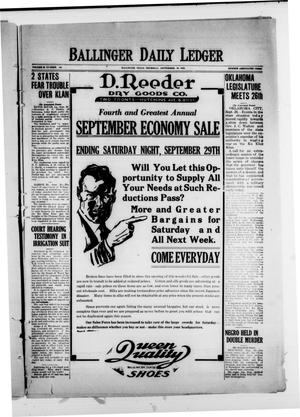 Ballinger Daily Ledger (Ballinger, Tex.), Vol. 18, No. 138, Ed. 1 Thursday, September 20, 1923