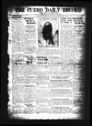 Primary view of object titled 'The Cuero Daily Record (Cuero, Tex.), Vol. 62, No. 90, Ed. 1 Thursday, April 16, 1925'.