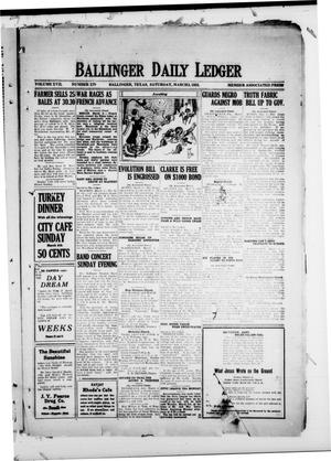 Ballinger Daily Ledger (Ballinger, Tex.), Vol. 17, No. 279, Ed. 1 Saturday, March 3, 1923