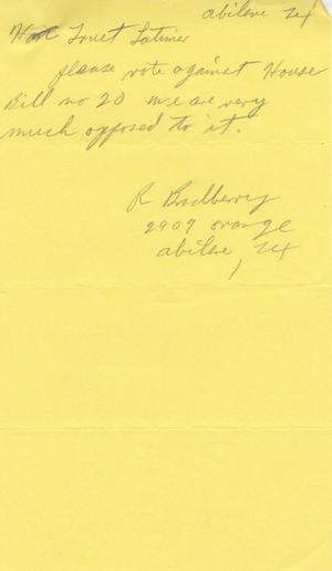[Letter from R. Bradberry to Truett Latimer, March, 1955]