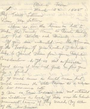 [Letter from R. H. Boone to Truett Latimer, March 22, 1955]