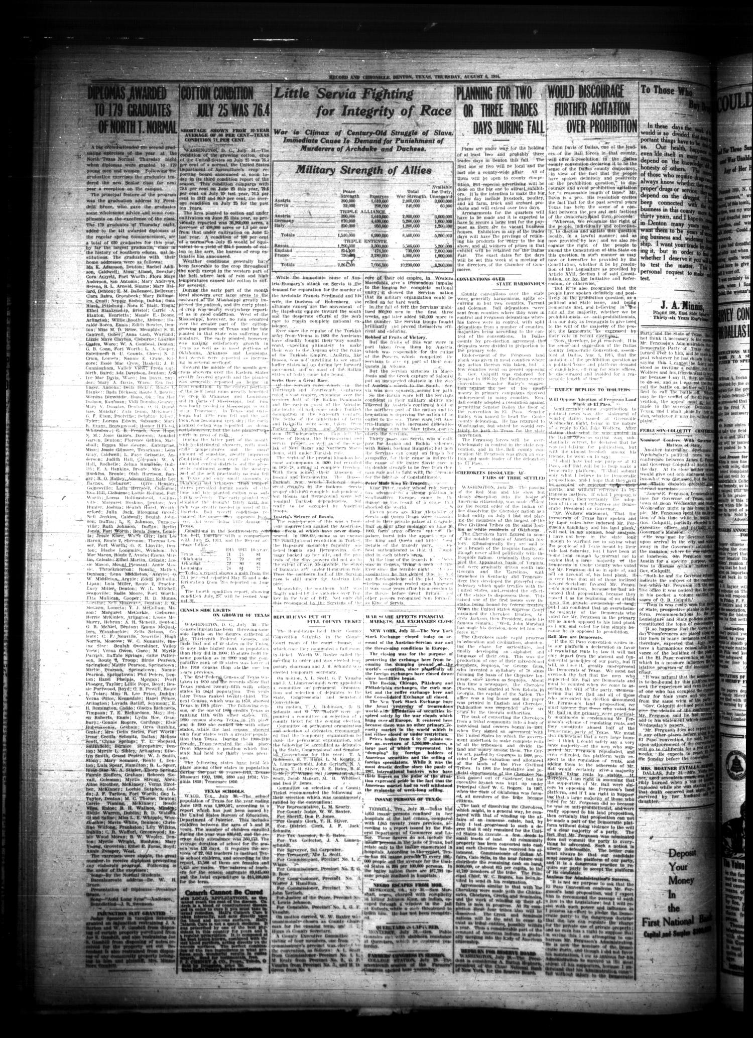Record and Chronicle. (Denton, Tex.), Vol. 32, No. 48, Ed. 1 Thursday, August 6, 1914
                                                
                                                    [Sequence #]: 2 of 8
                                                