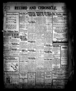 Record and Chronicle. (Denton, Tex.), Vol. 13, No. 262, Ed. 1 Saturday, June 14, 1913
