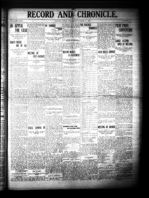 Record and Chronicle. (Denton, Tex.), Vol. 27, No. 10, Ed. 1 Thursday, October 15, 1908