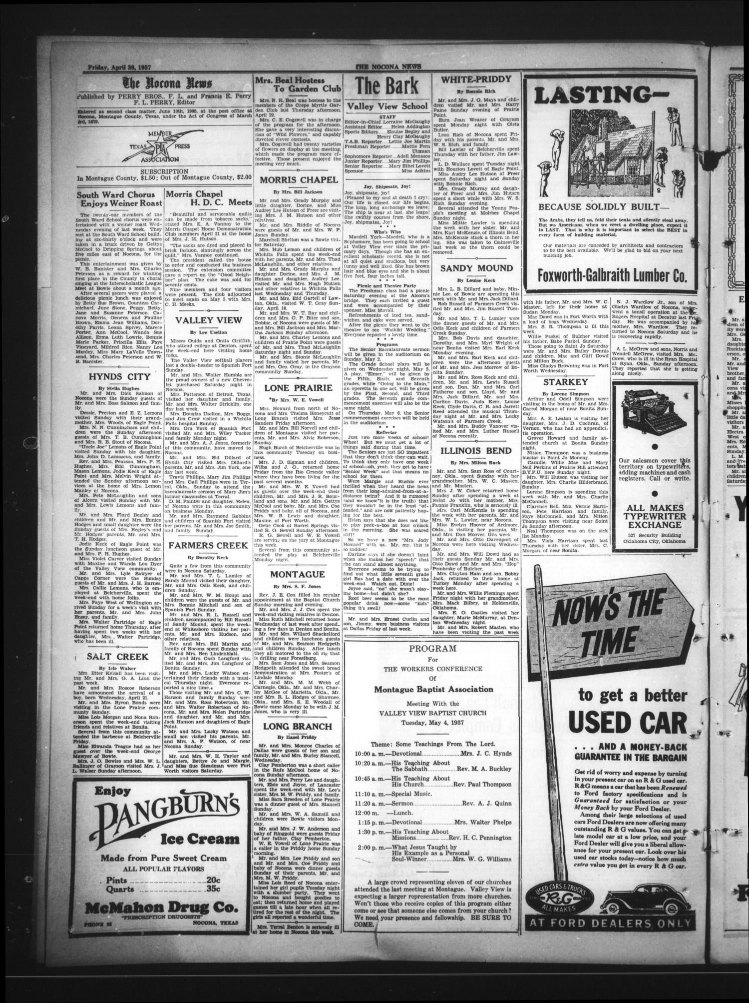 The Nocona News (Nocona, Tex.), Vol. 32, No. 46, Ed. 1 Friday, April 30, 1937
                                                
                                                    [Sequence #]: 2 of 8
                                                