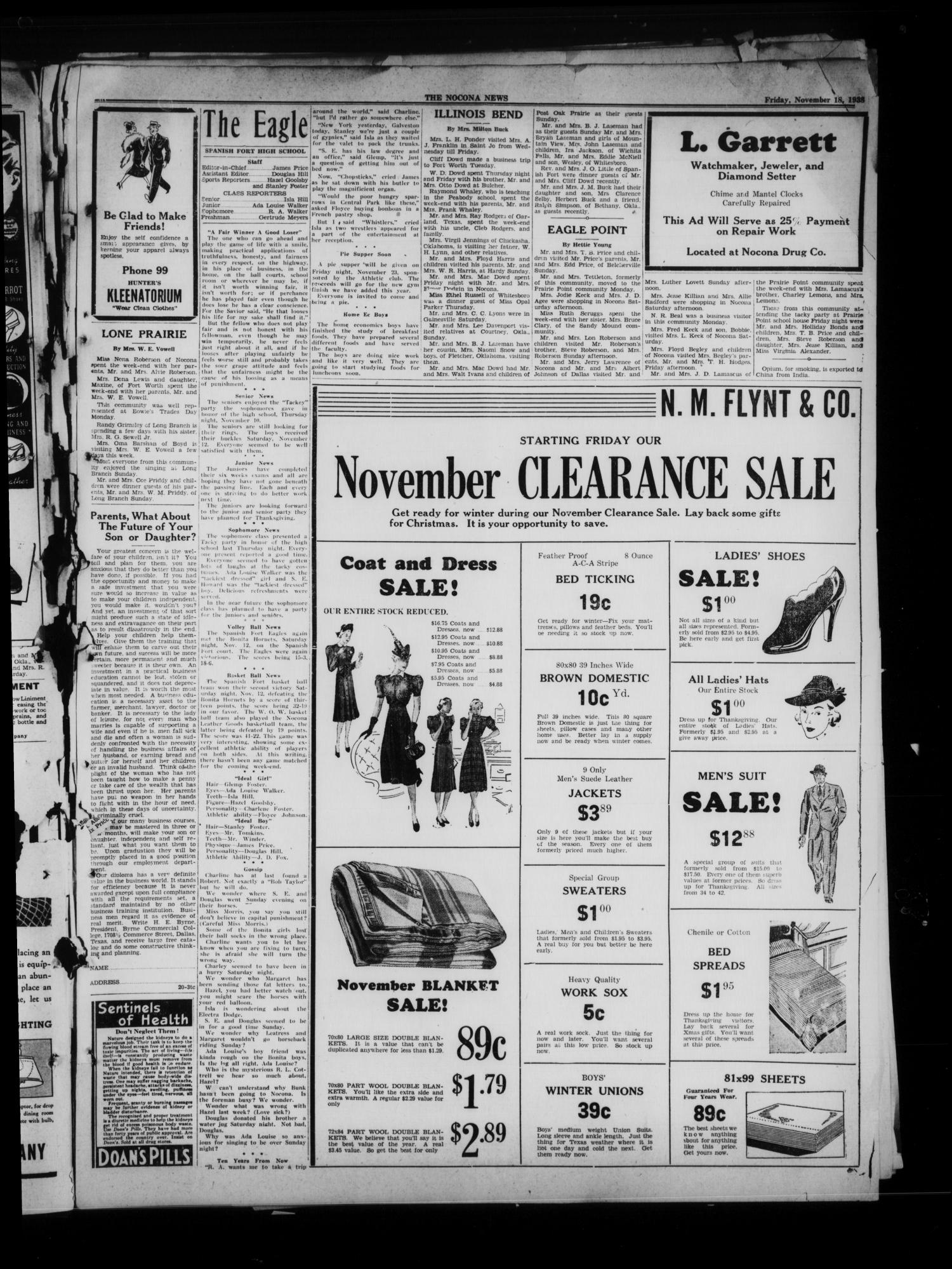 The Nocona News (Nocona, Tex.), Vol. 34, No. 22, Ed. 1 Friday, November 18, 1938
                                                
                                                    [Sequence #]: 3 of 8
                                                