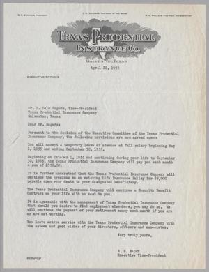 [Letter from R. E. Bagot to H. Gale Rogers, April 22, 1955]