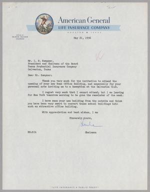 [Letter from Burke Baker to I. H. Kempner, May 21, 1956]