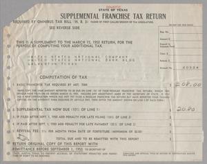 [United States National Company Supplemental Franchise Tax Return, 1950]