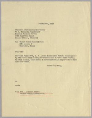 [Letter from H. L. Kempner, Jr., February 7, 1961]