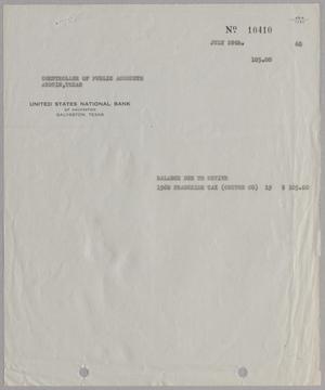 [Letter from United States National Bank to Comptroller of Public Accounts, July 28, 1960]