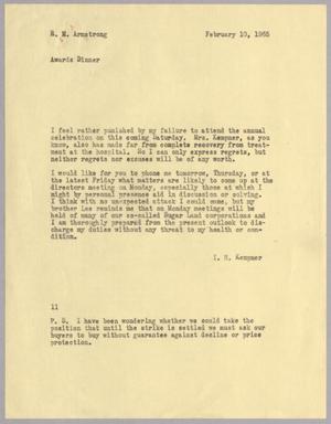 [Letter from I. H. Kempner to R. M. Armstrong, February 10, 1965]