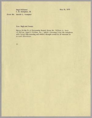 [Letter from H. L. Kempner to I. H. Kempner, III and Hugh Williams, May 20, 1975]