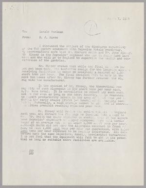 Primary view of object titled '[Letter from Hal J. Havre to Donald Maclean, March 7, 1962]'.