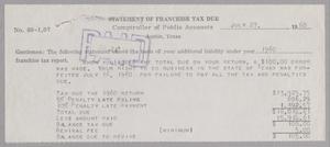 [Statement of Franchise Tax Due, July 27, 1960]