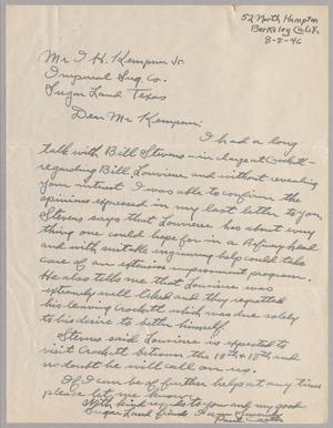Primary view of object titled '[Letter from Paul B. Caster to I. H. Kempner, Jr., August 8, 1946]'.