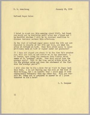 Primary view of object titled '[Letter from I. H. Kempner to R. M. Armstrong, January 25, 1965]'.